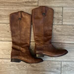 Frye Kendall Tall Cognac Brown Pull On Boots Women Size 7.5 B 4015